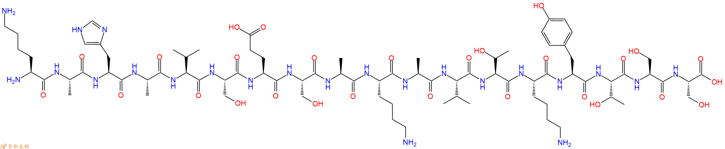 专肽生物产品H2N-Lys-Ala-His-Ala-Val-Ser-Glu-Ser-Ala-Lys-Ala-Val-Thr-Lys-Tyr-Thr-Ser-Ser-OH