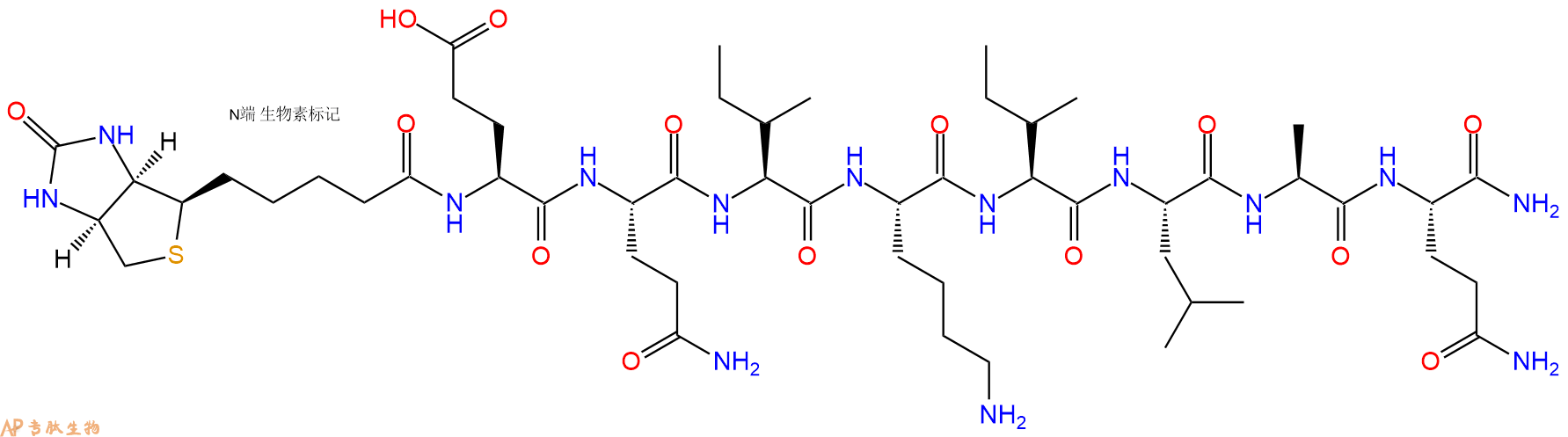 专肽生物产品Biotinyl-Glu-Gln-Ile-Lys-Ile-Leu-Ala-Gln-CONH2