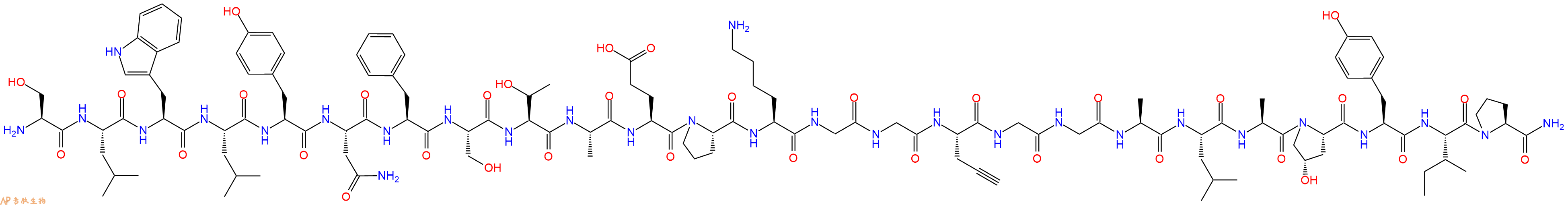 专肽生物产品H2N-Ser-Leu-Trp-Leu-Tyr-Asn-Phe-Ser-Thr-Ala-Glu-Pro-Lys-Gly-Gly-Pra-Gly-Gly-Ala-Leu-Ala-Hyp-Tyr-Ile-Pro-CONH2