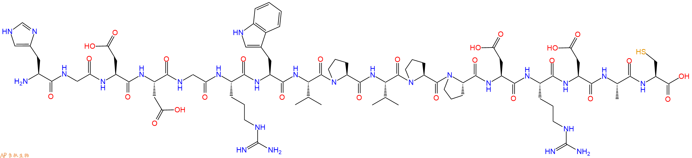 专肽生物产品H2N-His-Gly-Asp-Asp-Gly-Arg-Trp-Val-Pro-Val-Pro-Pro-Asp-Arg-Asp-Ala-Cys-OH