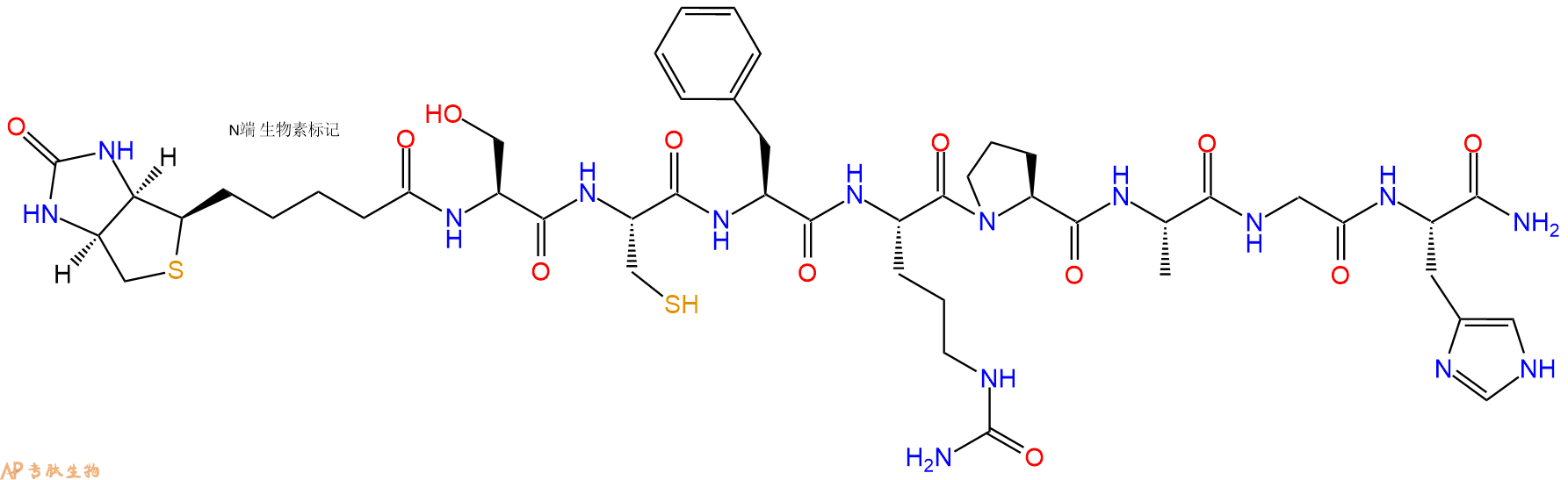 专肽生物产品Biotinyl-Ser-Cys-Phe-Cit-Pro-Ala-Gly-His-CONH2