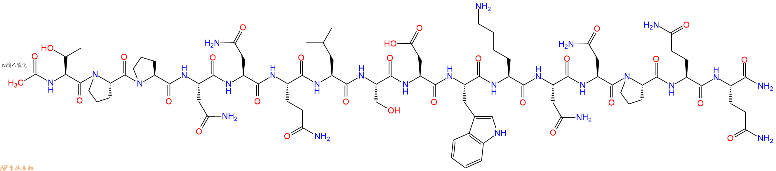 专肽生物产品Ac-Thr-Pro-Pro-Asn-Asn-Gln-Leu-Ser-Asp-Trp-Lys-Asn-Asn-Pro-Gln-Gln-CONH2