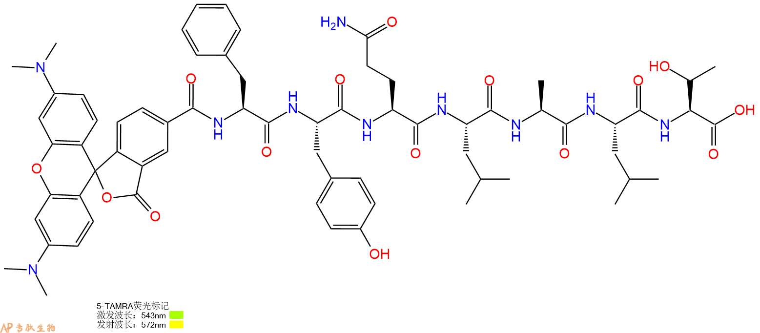 专肽生物产品5TAMRA-Phe-Tyr-Gln-Leu-Ala-Leu-Thr-OH