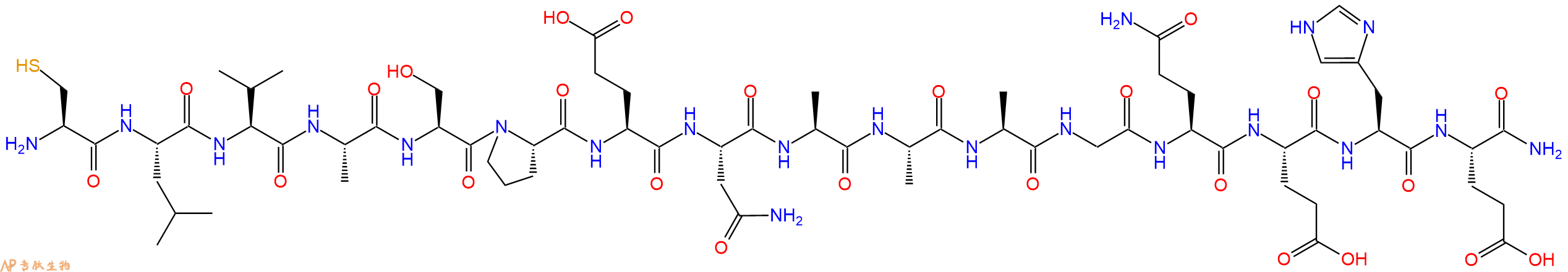专肽生物产品H2N-Cys-Leu-Val-Ala-Ser-Pro-Glu-Asn-Ala-Ala-Ala-Gly-Gln-Glu-His-Glu-CONH2