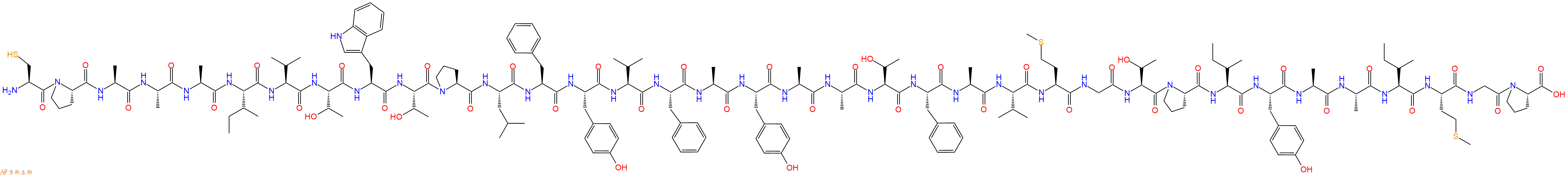专肽生物产品H2N-Cys-Pro-Ala-Ala-Ala-Ile-Val-Thr-Trp-Thr-Pro-Leu-Phe-Tyr-Val-Phe-Ala-Tyr-Ala-Ala-Thr-Phe-Ala-Val-Met-Gly-Thr-Pro-Ile-Tyr-Ala-Ala-Ile-Met-Gly-Pro-OH