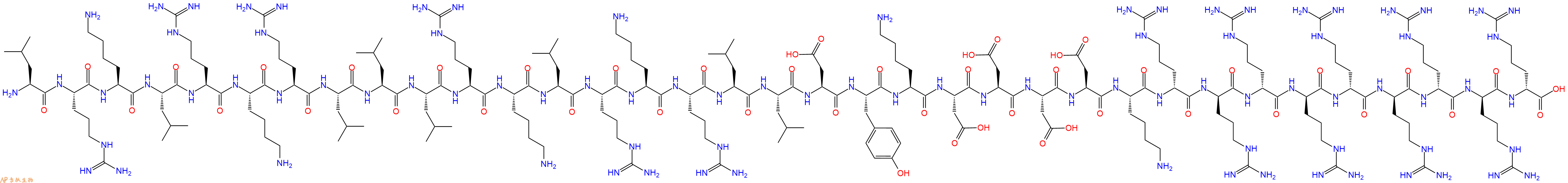 专肽生物产品H2N-Leu-Arg-Lys-Leu-Arg-Lys-Arg-Leu-Leu-Leu-Arg-Lys-Leu-Arg-Lys-Arg-Leu-Leu-Asp-Tyr-Lys-Asp-Asp-Asp-Asp-Lys-DArg-DArg-DArg-DArg-DArg-DArg-DArg-DArg-DArg-OH