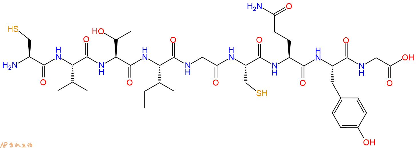 专肽生物产品H2N-Cys-Val-Thr-Ile-Gly-Cys-Gln-Tyr-Gly-OH