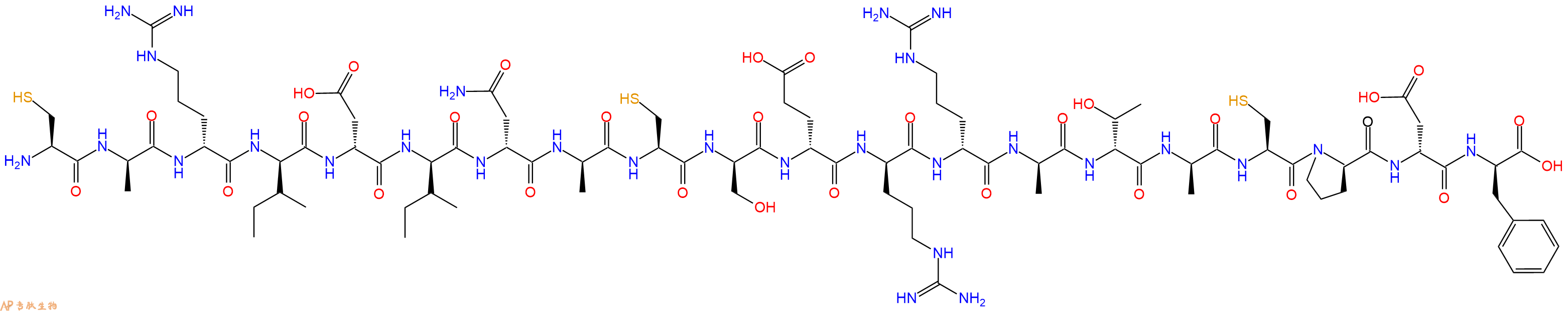 专肽生物产品H2N-Cys-DAla-DArg-DIle-DAsp-DIle-DAsn-DAla-Cys-DSer-DGlu-DArg-DArg-DAla-DThr-DAla-Cys-DPro-DAsp-DPhe-OH