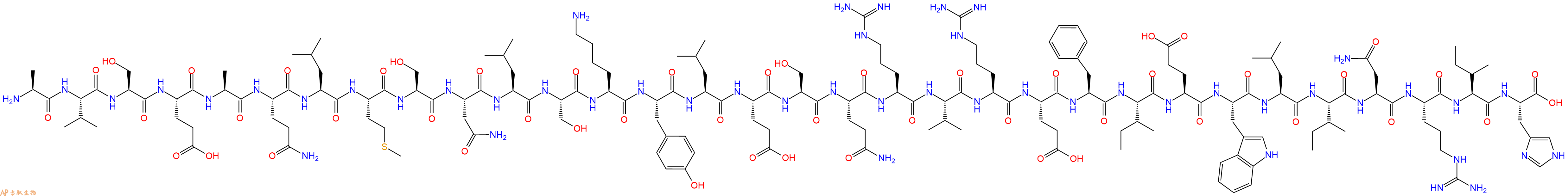 专肽生物产品H2N-Ala-Val-Ser-Glu-Ala-Gln-Leu-Met-Ser-Asn-Leu-Ser-Lys-Tyr-Leu-Glu-Ser-Gln-Arg-Val-Arg-Glu-Phe-Ile-Glu-Trp-Leu-Ile-Asn-Arg-Ile-His-OH
