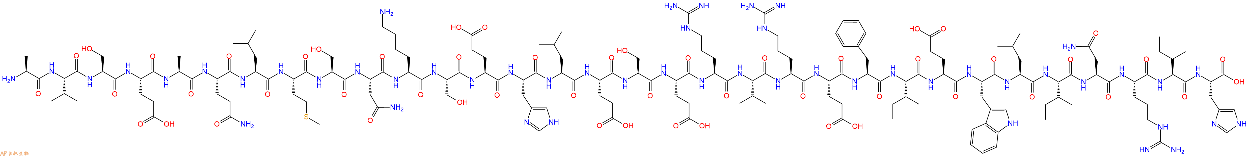 专肽生物产品H2N-Ala-Val-Ser-Glu-Ala-Gln-Leu-Met-Ser-Asn-Lys-Ser-Glu-His-Leu-Glu-Ser-Glu-Arg-Val-Arg-Glu-Phe-Ile-Glu-Trp-Leu-Ile-Asn-Arg-Ile-His-OH