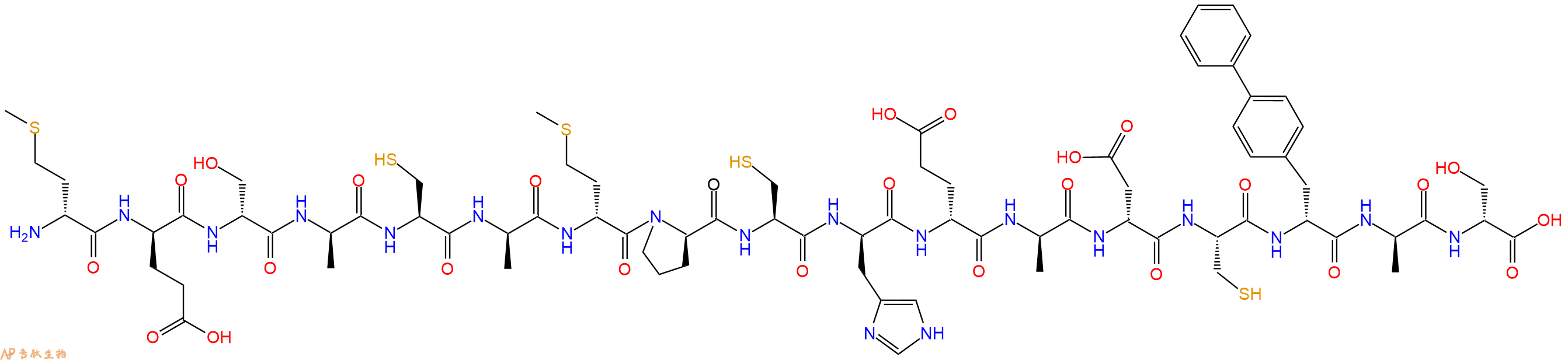专肽生物产品H2N-DMet-DGlu-DSer-DAla-Cys-DAla-DMet-DPro-Cys-DHis-DGlu-DAla-DAsp-Cys-DBip-DAla-DSer-OH