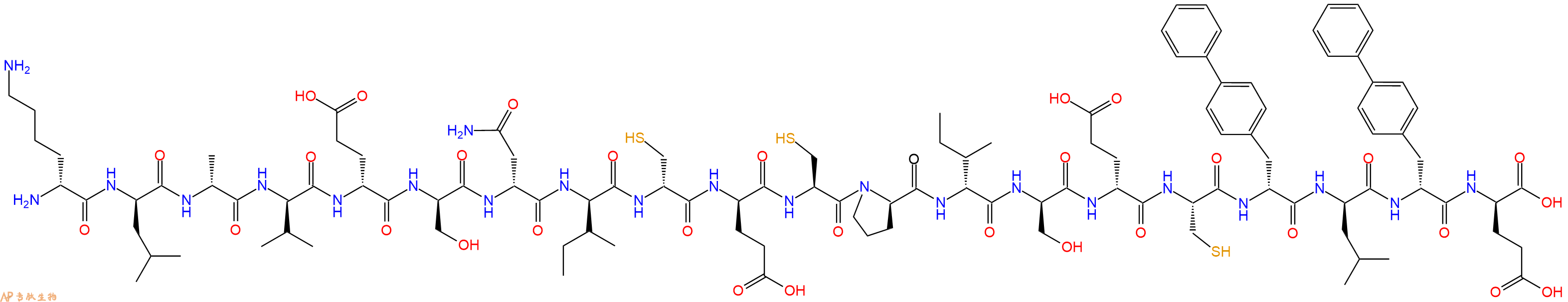 专肽生物产品H2N-DLys-DLeu-DAla-DVal-DGlu-DSer-DAsn-DIle-DCys-DGlu-Cys-DPro-DIle-DSer-DGlu-Cys-DBip-DLeu-DBip-DGlu-OH
