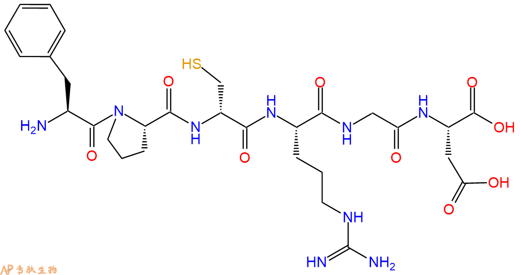 专肽生物产品H2N-Phe-Pro-DCys-Arg-Gly-Asp-OH