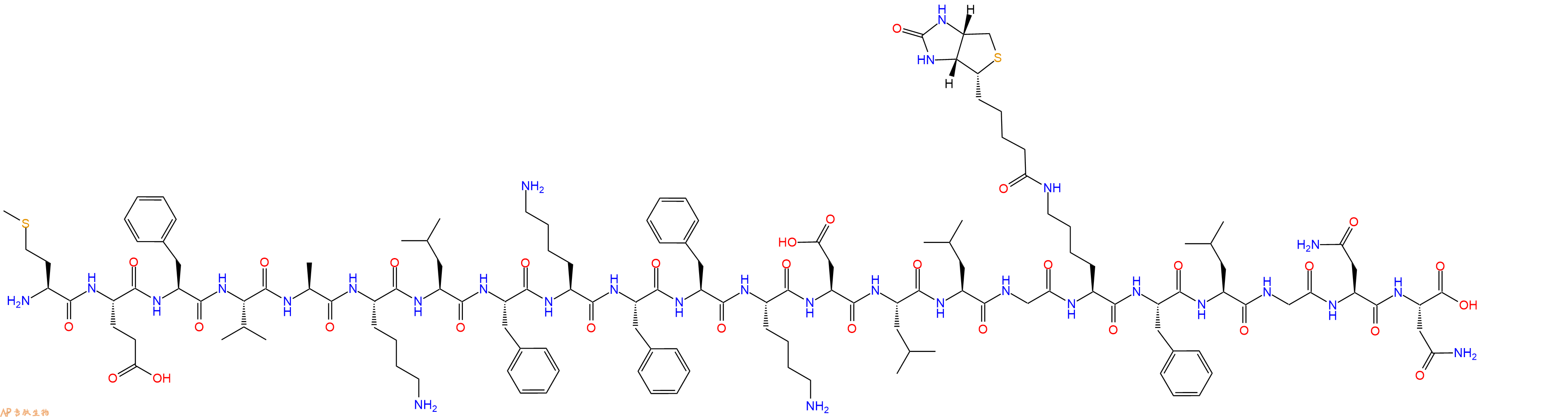 专肽生物产品H2N-Met-Glu-Phe-Val-Ala-Lys-Leu-Phe-Lys-Phe-Phe-Lys-Asp-Leu-Leu-Gly-Lys(Biotin)-Phe-Leu-Gly-Asn-Asn-OH