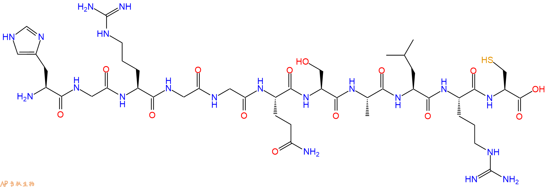 专肽生物产品H2N-His-Gly-Arg-Gly-Gly-Gln-Ser-Ala-Leu-Arg-Cys-OH