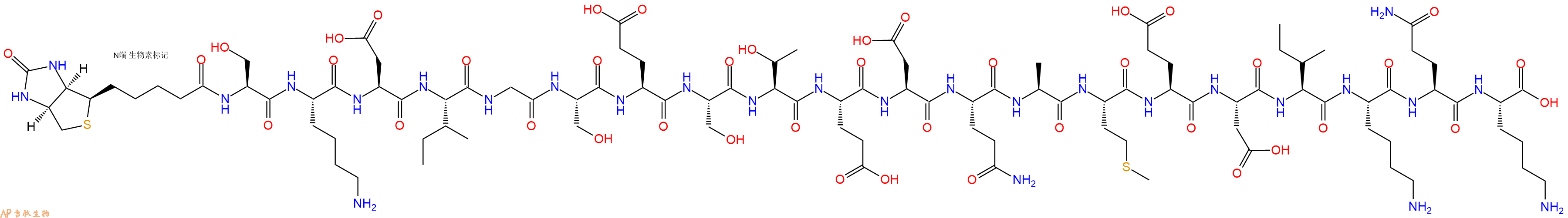 专肽生物产品Biotinyl-Ser-Lys-Asp-Ile-Gly-Ser-Glu-Ser-Thr-Glu-Asp-Gln-Ala-Met-Glu-Asp-Ile-Lys-Gln-Lys-OH