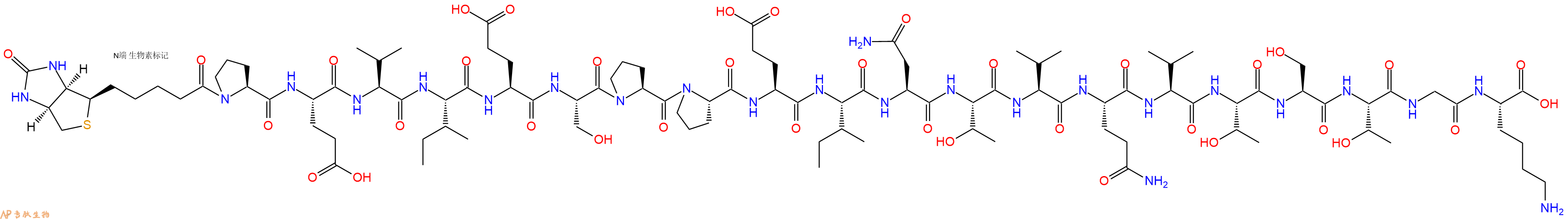 专肽生物产品Biotinyl-Pro-Glu-Val-Ile-Glu-Ser-Pro-Pro-Glu-Ile-Asn-Thr-Val-Gln-Val-Thr-Ser-Thr-Gly-Lys-OH