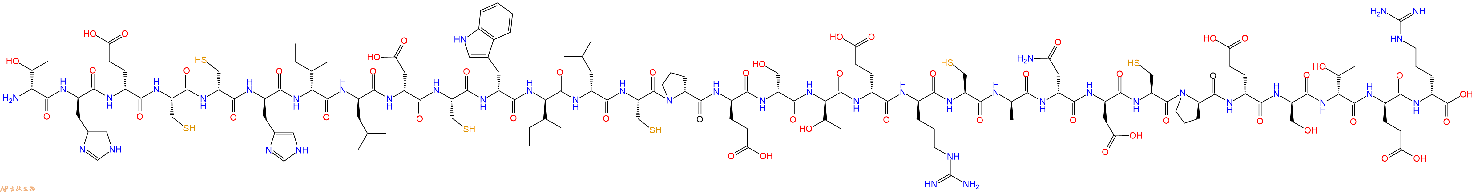 专肽生物产品H2N-DThr-DHis-DGlu-Cys-DCys-DHis-DIle-DLeu-DAsp-Cys-DTrp-DIle-DLeu-Cys-DPro-DGlu-DSer-DThr-DGlu-DArg-Cys-DAla-DAsn-DAsp-Cys-DPro-DGlu-DSer-DThr-DGlu-DArg-OH