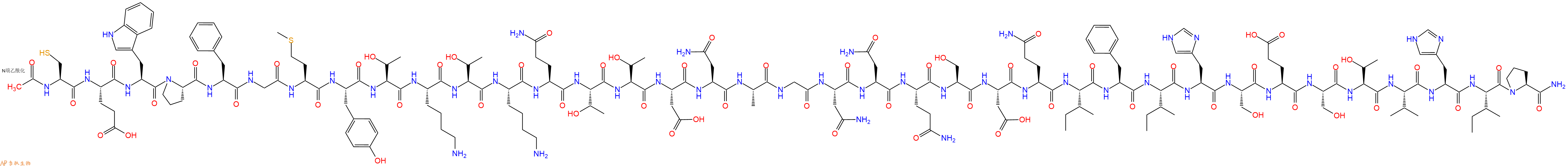 专肽生物产品Ac-Cys-Glu-Trp-Pro-Phe-Gly-Met-Tyr-Thr-Lys-Thr-Lys-Gln-Thr-Thr-Asp-Asn-Ala-Gly-Asn-Asn-Gln-Ser-Asp-Gln-Ile-Phe-Ile-His-Ser-Glu-Ser-Thr-Val-His-Ile-Pro-CONH2