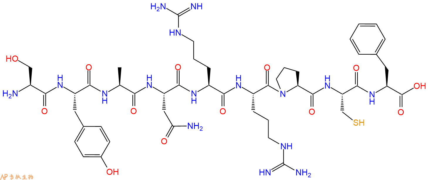 专肽生物产品H2N-Ser-Tyr-Ala-Asn-Arg-Arg-Pro-Cys-Phe-OH