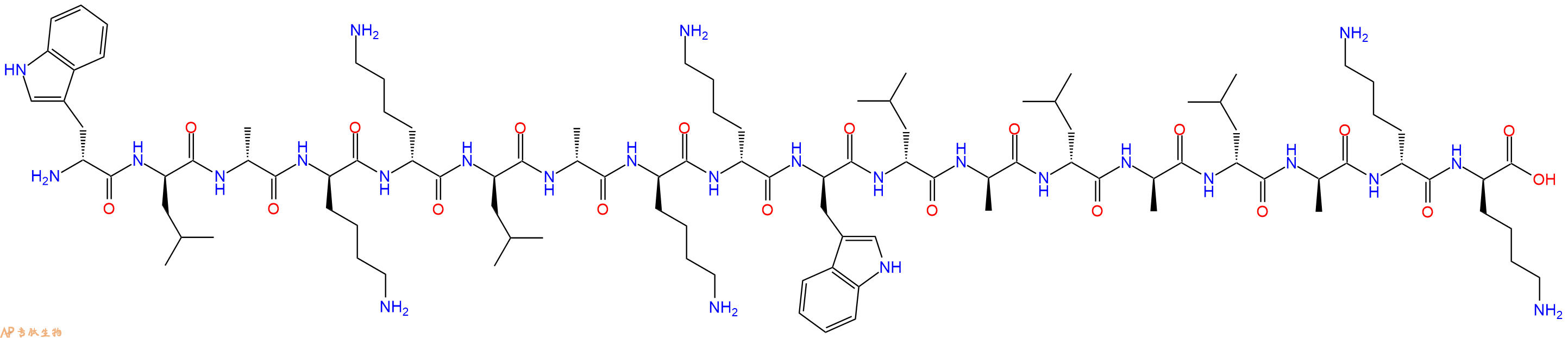 专肽生物产品H2N-DTrp-DLeu-DAla-DLys-DLys-DLeu-DAla-DLys-DLys-DTrp-DLeu-DAla-DLeu-DAla-DLeu-DAla-DLys-DLys-OH