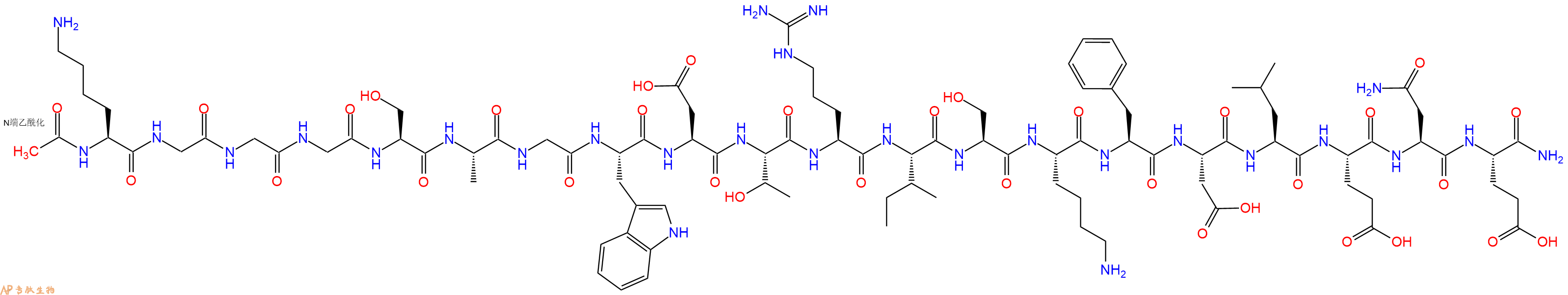 专肽生物产品Ac-Lys-Gly-Gly-Gly-Ser-Ala-Gly-Trp-Asp-Thr-Arg-Ile-Ser-Lys-Phe-Asp-Leu-Glu-Asn-Glu-CONH2