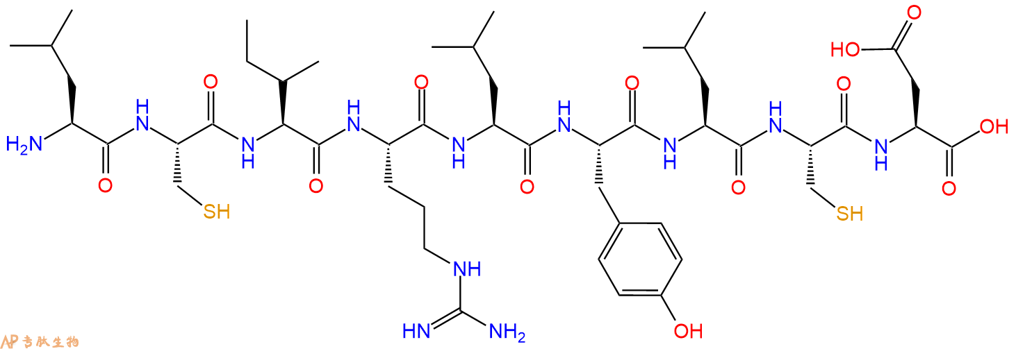 专肽生物产品H2N-Leu-Cys-Ile-Arg-Leu-Tyr-Leu-Cys-Asp-OH