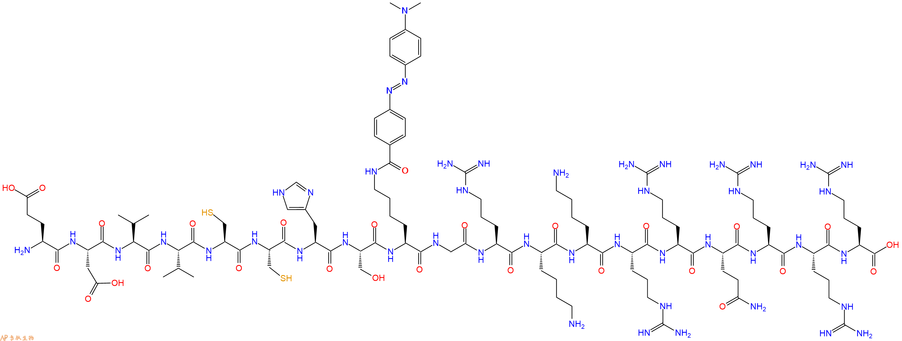 专肽生物产品H2N-Glu-Asp-Val-Val-Cys-Cys-His-Ser-Lys(Dabcyl)-Gly-Arg-Lys-Lys-Arg-Arg-Gln-Arg-Arg-Arg-OH