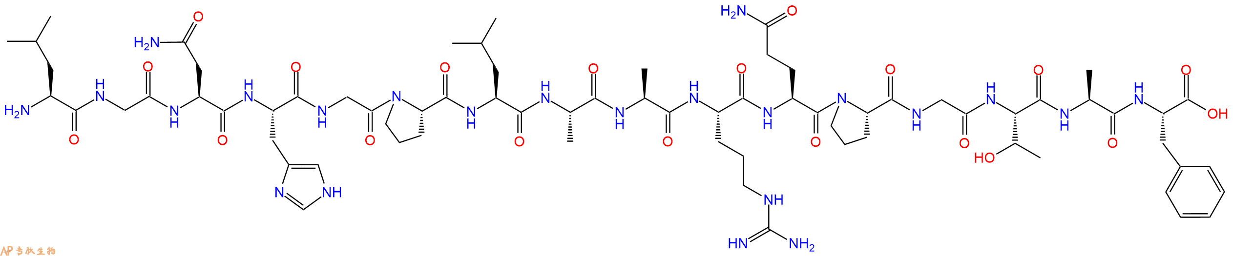 专肽生物产品H2N-Leu-Gly-Asn-His-Gly-Pro-Leu-Ala-Ala-Arg-Gln-Pro-Gly-Thr-Ala-Phe-OH
