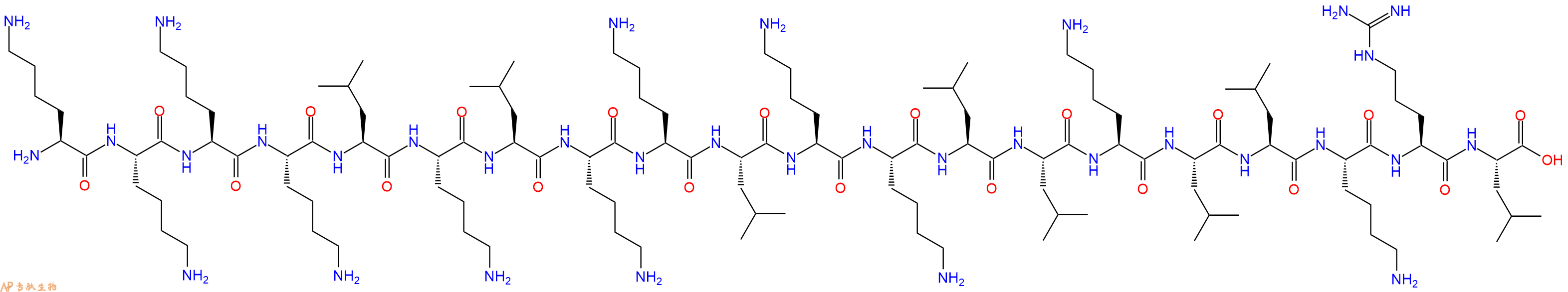 专肽生物产品H2N-Lys-Lys-Lys-Lys-Leu-Lys-Leu-Lys-Lys-Leu-Lys-Lys-Leu-Leu-Lys-Leu-Leu-Lys-Arg-Leu-OH