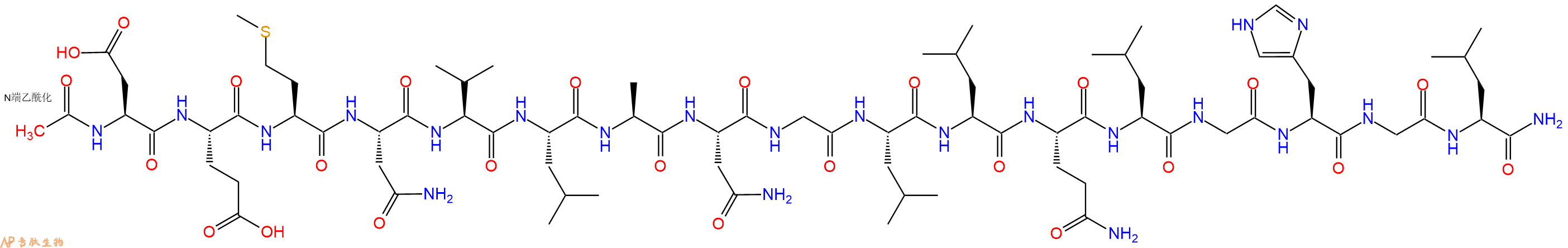 专肽生物产品Ac-Asp-Glu-Met-Asn-Val-Leu-Ala-Asn-Gly-Leu-Leu-Gln-Leu-Gly-His-Gly-Leu-CONH2