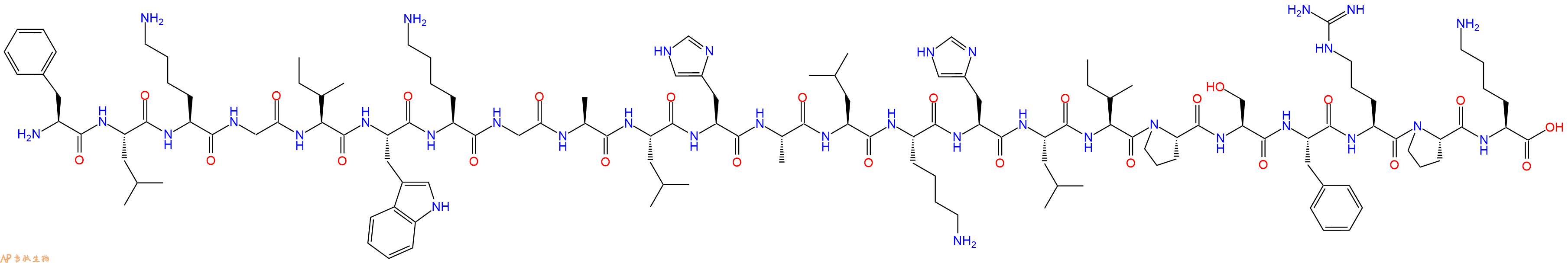 专肽生物产品H2N-Phe-Leu-Lys-Gly-Ile-Trp-Lys-Gly-Ala-Leu-His-Ala-Leu-Lys-His-Leu-Ile-Pro-Ser-Phe-Arg-Pro-Lys-OH