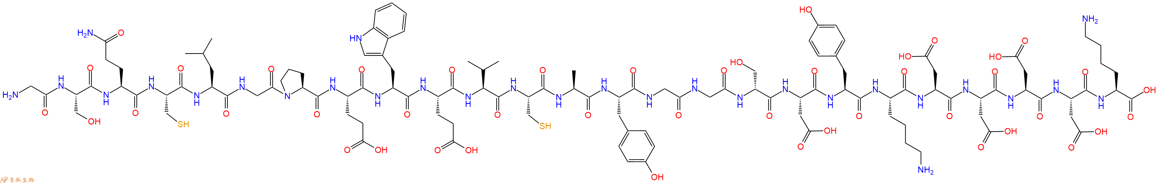 专肽生物产品H2N-Gly-Ser-Gln-Cys-Leu-Gly-Pro-Glu-Trp-Glu-Val-Cys-Ala-Tyr-Gly-Gly-DSer-Asp-Tyr-Lys-Asp-Asp-Asp-Asp-Lys-OH