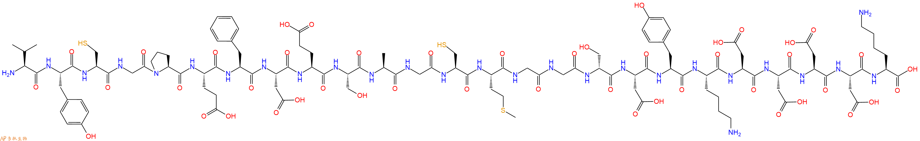 专肽生物产品H2N-Val-Tyr-Cys-Gly-Pro-Glu-Phe-Asp-Glu-Ser-Ala-Gly-Cys-Met-Gly-Gly-DSer-Asp-Tyr-Lys-Asp-Asp-Asp-Asp-Lys-OH
