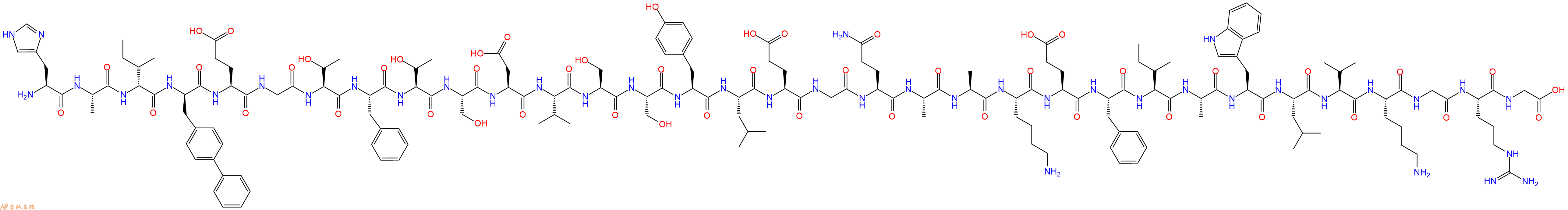 专肽生物产品H2N-His-Ala-DIle-DBip-Glu-Gly-Thr-Phe-Thr-Ser-Asp-Val-Ser-Ser-Tyr-Leu-Glu-Gly-Gln-Ala-Ala-Lys-Glu-Phe-Ile-Ala-Trp-Leu-Val-Lys-Gly-Arg-Gly-OH
