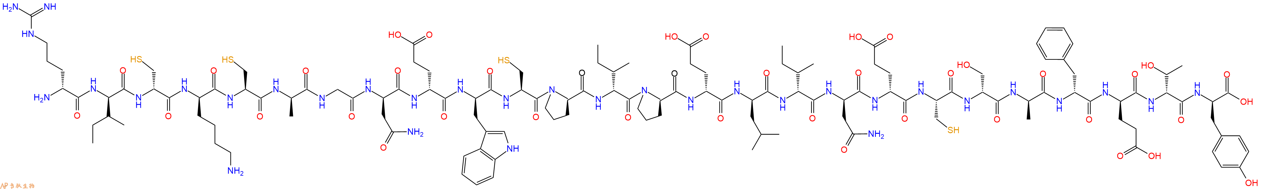 专肽生物产品H2N-DArg-DIle-DCys-DLys-Cys-DAla-Gly-DAsn-DGlu-DTrp-Cys-DPro-DIle-DPro-DGlu-DLeu-DIle-DAsn-DGlu-Cys-DSer-DAla-DPhe-DGlu-DThr-DTyr-OH