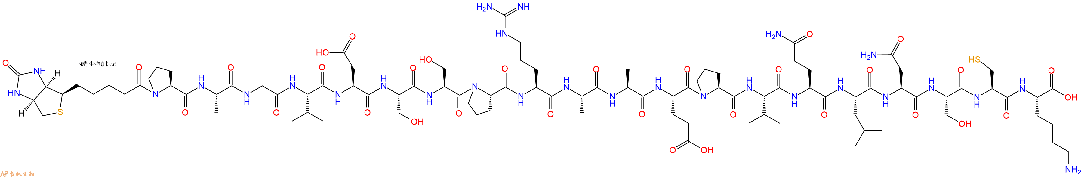 专肽生物产品Biotinyl-Pro-Ala-Gly-Val-Asp-Ser-Ser-Pro-Arg-Ala-Ala-Glu-Pro-Val-Gln-Leu-Asn-Ser-Cys-Lys-OH