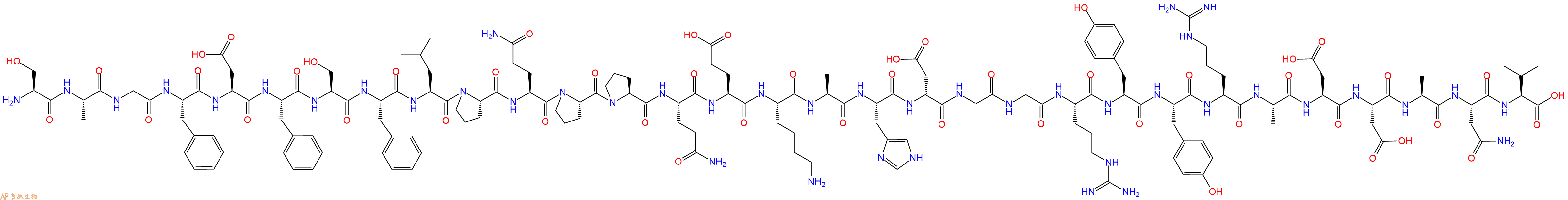 专肽生物产品H2N-Ser-Ala-Gly-Phe-Asp-Phe-Ser-Phe-Leu-Pro-Gln-Pro-Pro-Gln-Glu-Lys-Ala-His-DAsp-Gly-Gly-Arg-Tyr-Tyr-Arg-Ala-Asp-Asp-Ala-Asn-Val-OH