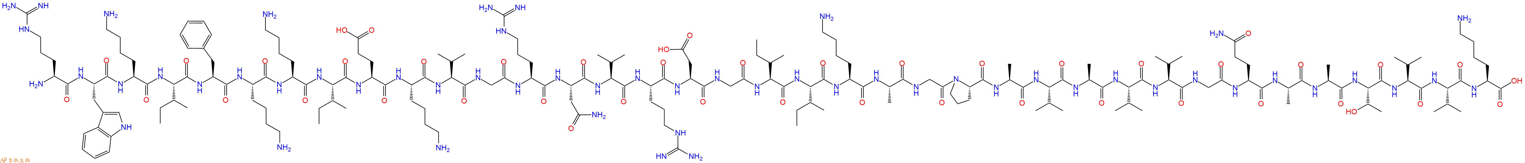 专肽生物产品H2N-Arg-Trp-Lys-Ile-Phe-Lys-Lys-Ile-Glu-Lys-Val-Gly-Arg-Asn-Val-Arg-Asp-Gly-Ile-Ile-Lys-Ala-Gly-Pro-Ala-Val-Ala-Val-Val-Gly-Gln-Ala-Ala-Thr-Val-Val-Lys-OH