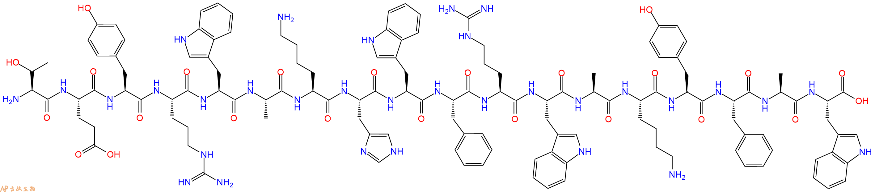 专肽生物产品H2N-Thr-Glu-Tyr-Arg-Trp-Ala-Lys-His-Trp-Phe-Arg-Trp-Ala-Lys-Tyr-Phe-Ala-Trp-OH