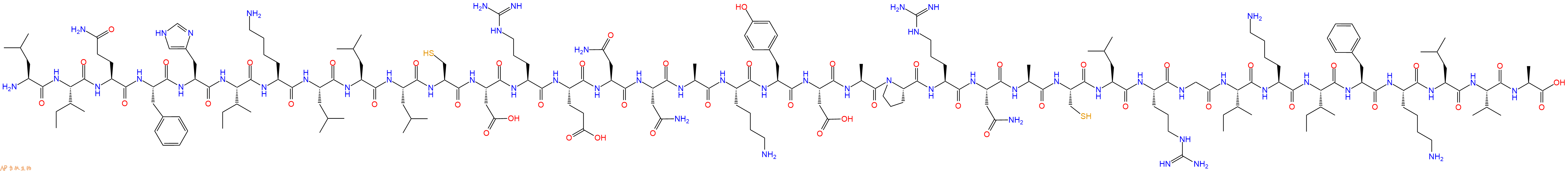专肽生物产品H2N-Leu-Ile-Gln-Phe-His-Ile-Lys-Leu-Leu-Leu-Cys-Asp-Arg-Glu-Asn-Asn-Ala-Lys-Tyr-Asp-Ala-Pro-Arg-Asn-Ala-Cys-Leu-Arg-Gly-Ile-Lys-Ile-Phe-Lys-Leu-Val-Ala-OH