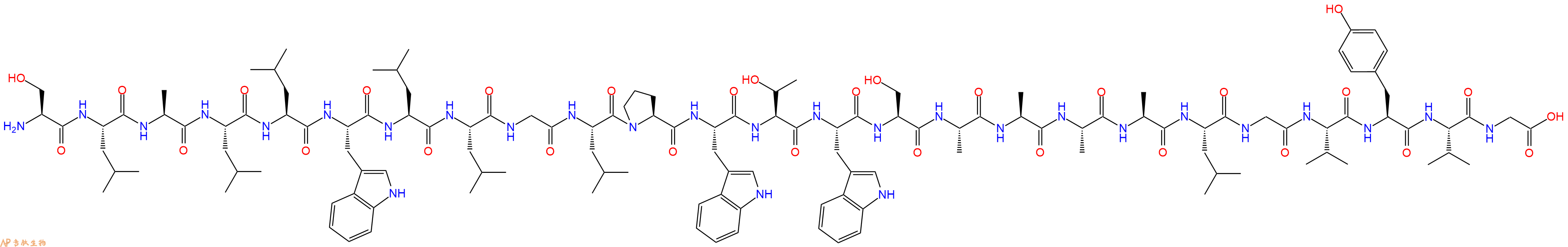 专肽生物产品H2N-Ser-Leu-Ala-Leu-Leu-Trp-Leu-Leu-Gly-Leu-Pro-Trp-Thr-Trp-Ser-Ala-Ala-Ala-Ala-Leu-Gly-Val-Tyr-Val-Gly-OH