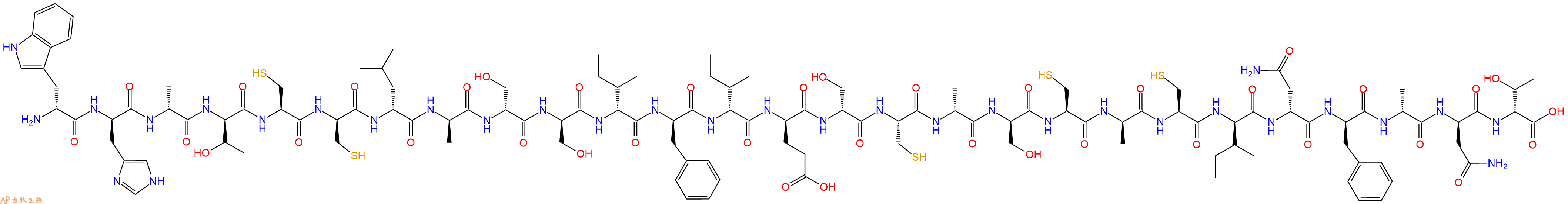 专肽生物产品H2N-DTrp-DHis-DAla-DThr-Cys-DCys-DLeu-DAla-DSer-DSer-DIle-DPhe-DIle-DGlu-DSer-Cys-DAla-DSer-Cys-DAla-Cys-DIle-DAsn-DPhe-DAla-DAsn-DThr-OH