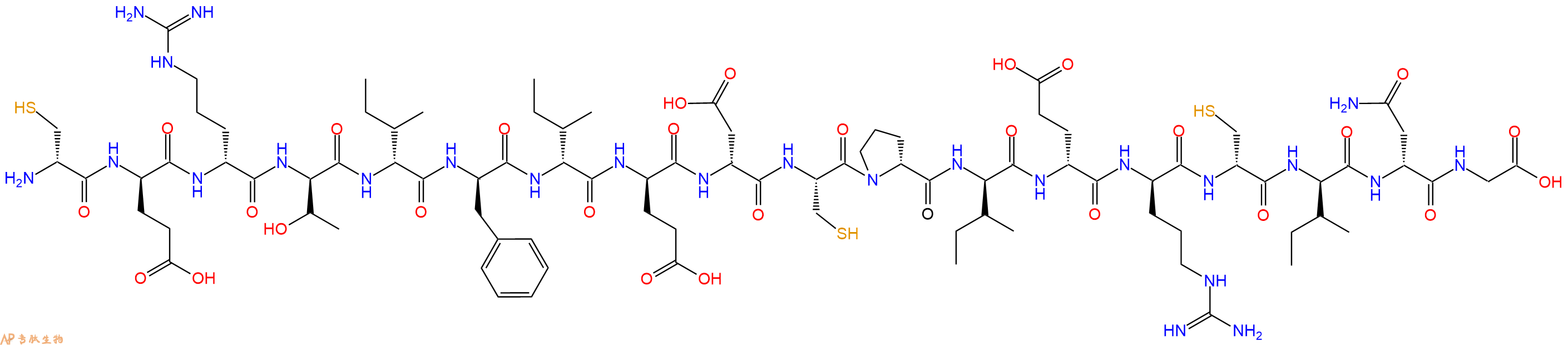 专肽生物产品H2N-DCys-DGlu-DArg-DThr-DIle-DPhe-DIle-DGlu-DAsp-Cys-DPro-DIle-DGlu-DArg-DCys-DIle-DAsn-Gly-OH
