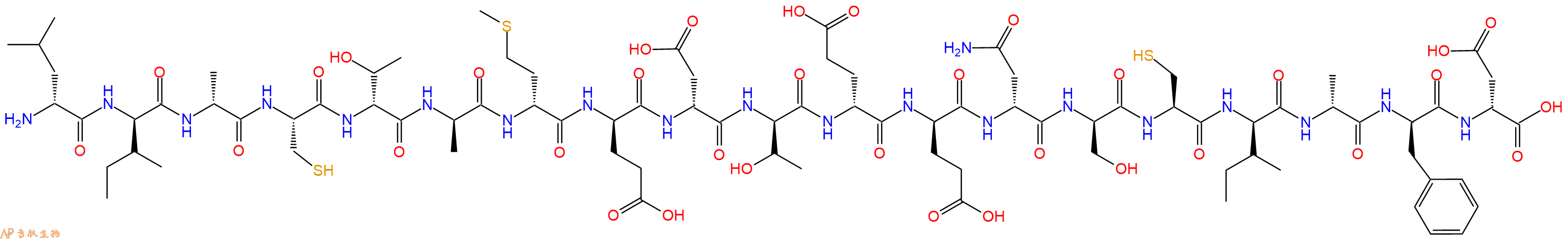 专肽生物产品H2N-DLeu-DIle-DAla-Cys-DThr-DAla-DMet-DGlu-DAsp-DThr-DGlu-DGlu-DAsn-DSer-Cys-DIle-DAla-DPhe-DAsp-OH