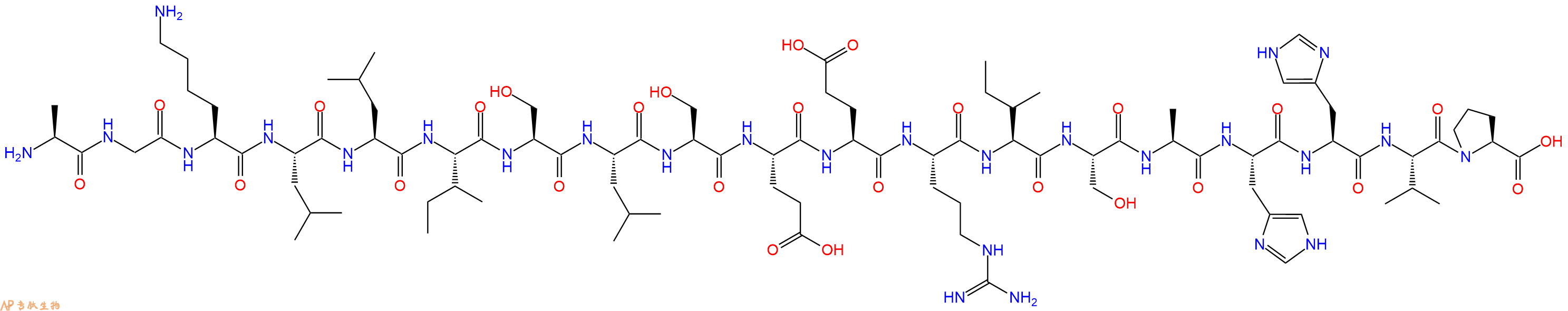 专肽生物产品H2N-Ala-Gly-Lys-Leu-Leu-Ile-Ser-Leu-Ser-Glu-Glu-Arg-Ile-Ser-Ala-His-His-Val-Pro-OH