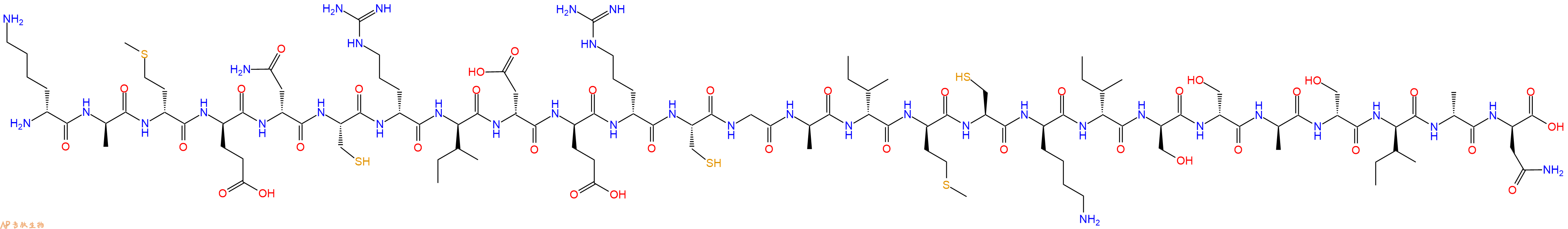专肽生物产品H2N-DLys-DAla-DMet-DGlu-DAsn-Cys-DArg-DIle-DAsp-DGlu-DArg-Cys-Gly-DAla-DIle-DMet-Cys-DLys-DIle-DSer-DSer-DAla-DSer-DIle-DAla-DAsn-OH