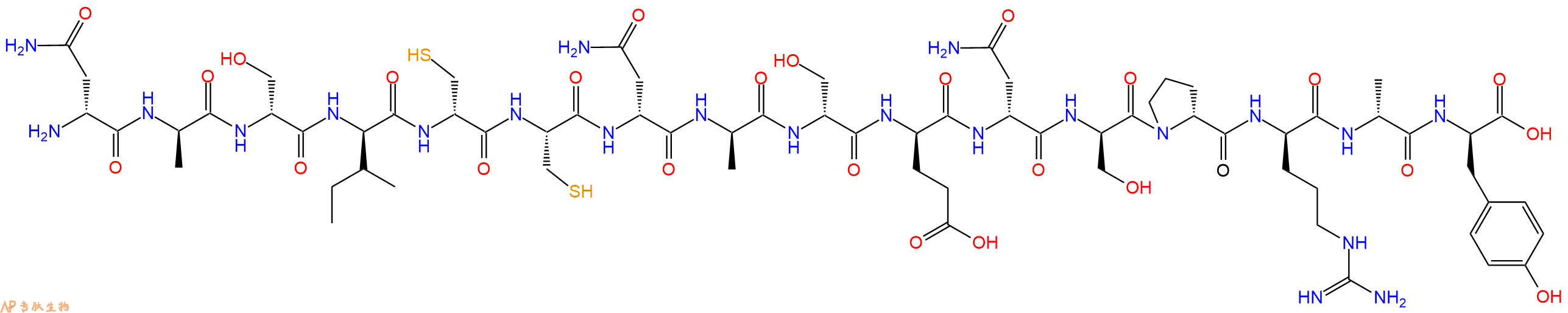 专肽生物产品H2N-DAsn-DAla-DSer-DIle-DCys-Cys-DAsn-DAla-DSer-DGlu-DAsn-DSer-DPro-DArg-DAla-DTyr-OH