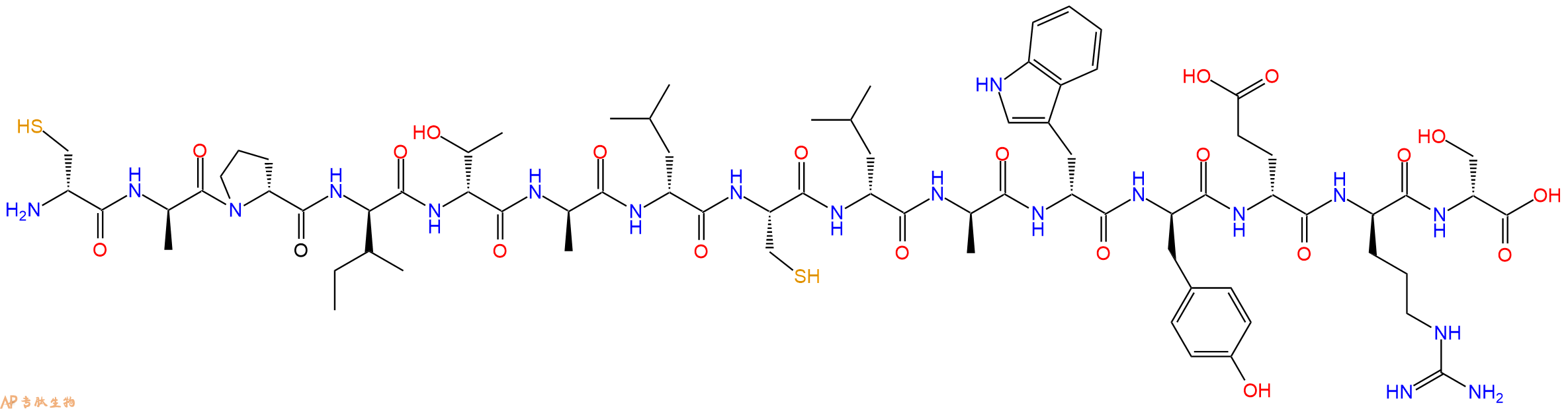 专肽生物产品H2N-DCys-DAla-DPro-DIle-DThr-DAla-DLeu-Cys-DLeu-DAla-DTrp-DTyr-DGlu-DArg-DSer-OH