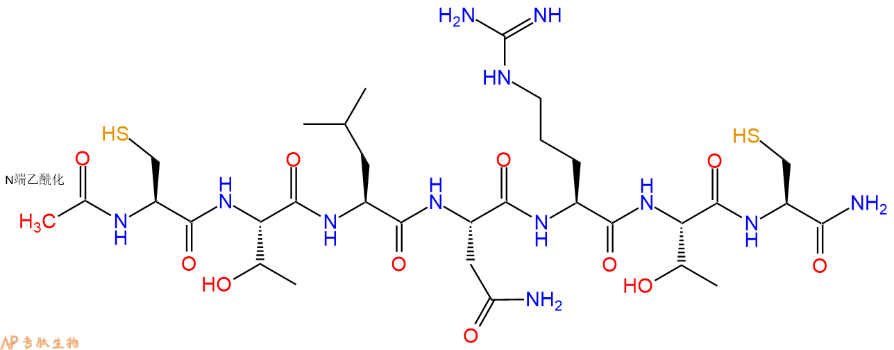 专肽生物产品Ac-Cys-Thr-Leu-Asn-Arg-Thr-Cys-CONH2